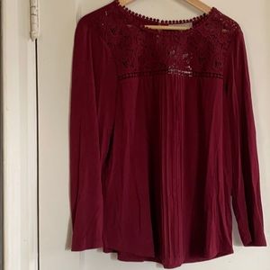 NWT Daniel Rainn Darrel Crochet Yoke Knit Top XXL